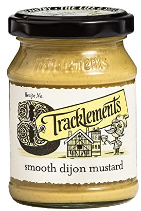 Tracklements Smooth Dijon Mustard, The Ideal Condiment for Steaks and Pork Ribs or Partnered with Wraps and Mini Croque, Vegetarian and Vegan Friendly, 140g Jar