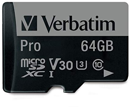 Verbatim Pro U3 Micro-SDHC-Karte 64GB - SD-Karte - Geeignet für 4K-Videoaufnahmen - Wasser- und stoßfest - schwarz