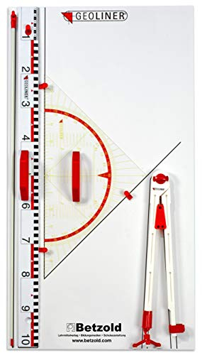 GEOLINER - Geräteplatte Zeichengeräte für Tafel, Lineal, Geodreieck, Zirkel, Zeigestab, Geometrie