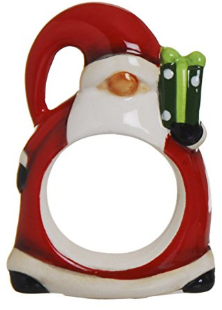 Excelsa Santa Claus Serviettenring, Keramik, Rot, 5 x 2 x 7 cm