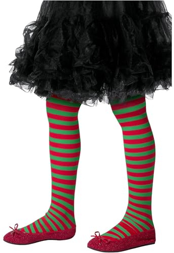 Smiffys Medias a rayas, niños, rojo y verde Halloween, Carnaval