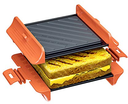 MACONEE Microwave Sandwich Maker & Panini Press - Non-Stick Microwave Grill Pan & Crisper Plate for Crispy Grilled Cheese, Toast, Burgers - Dishwasher Safe Cookware for College Dorm, Office & RV