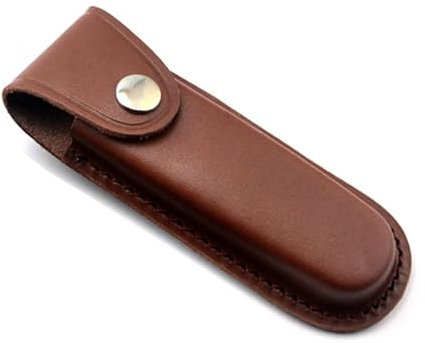 Folding Blade Pocket Knife Sheath 5 Inch Leather Knife Sheath Leather Case with Snap Closure Belt Loop Case Leather Pouch Folding Knife Sheath Holder
