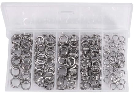 Dwawoo 200 Stücke Sprengring Angeln Set, Fischen Doppelte Split Ringe Angelgerät Set Hohe Festigkeit Schwere Edelstahl Fishing Split Ring Angelköder Anschlüsse