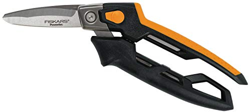 Fiskars Hochleistungsuniversalschneider, Bis zu 30% mehr Kraft, Länge 12 cm, Hitzebehandelte Klingen/Kunststoff Griff, Schwarz/Orange, PowerArc, 1027206