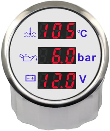 ELING 3-in-1 Multifunktions Voltmeter Wassertemperatur Öldruckmesser 9–32 V für Auto Motorrad Traktor LKW