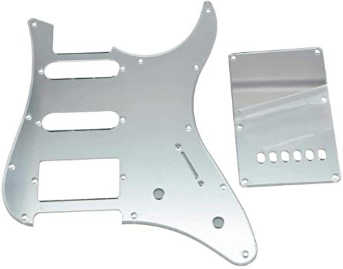 Dopro Gitarren-HSS-Schlagbrett und Tremolo-Tremolobdeckung Rückplatte für Yamaha Pacifica-Gitarre, silberfarben verspiegelt