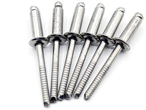 HEAVYTOOL Blindnieten Grip Dorn Ø4mm x 10mm (100 Stück) (Klemmbereich 4,5-6,5mm) DIN 7337 A Ähnl. UNI 9200 A EN ISO 1598 Edelstahl V2A AISI 304 Popnieten Nieten Blindniete Edelstahlnieten