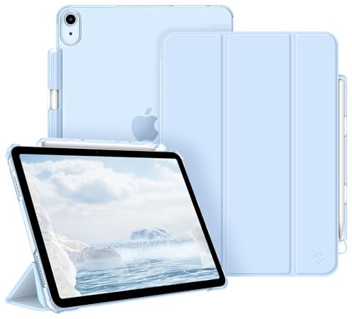 Fintie Hülle für iPad Air 11 Zoll M4/M3/M2, iPad Air 5./4. Gen 10,9 Zoll | ultradünne leichte Schutzhülle mit Stifthalter, transparenter Rückseite Case Cover, Auto Schlaf/Wach Funktion, Himmelblau