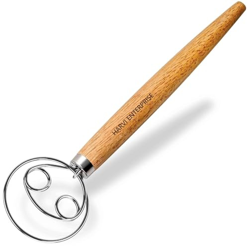 Danish Dough Whisk, Stainless Steel Dutch Style Hand Bread Mixer Dough Whisk Baking Tool For Pastry or Pizza (Style 2)