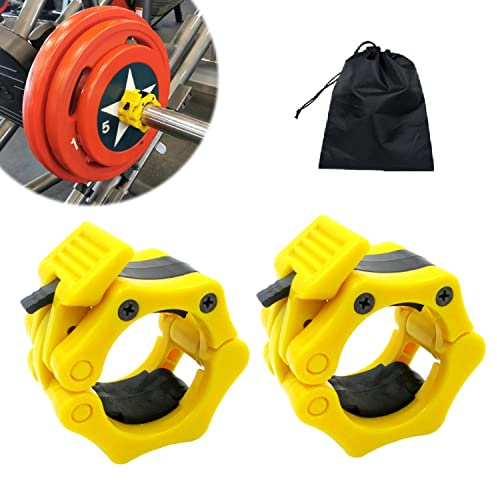 Dickplay Barbell Clamps Olympic Bar Collars 2 Inch Quick Release Barbell Lock Clamp Locking Standard Bar Weight Plates Collar Clips for Workout Weightlifting Fitness Training Bodybuilding