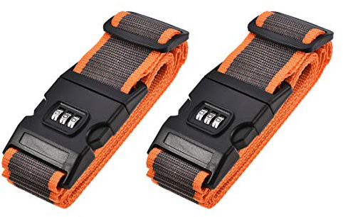 sourcing map 2Stk. Koffergurte mit Schnalle Zahlenschloss 2Mx5cm Reisepackzubehör Orange Grau