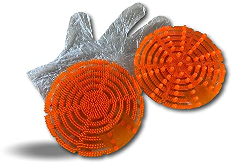 Kibros Pack 20 écrans urinoir anti-splash Ø 17 cm mangue orange | Anti-bactéries, filtre, couleur orange, s'adapte à tous les urinoirs, idéal hôtel restaurant.