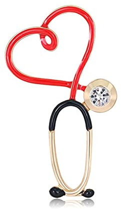 Broschen Krankenpflege rot schwarz Stethoskop EKG Herzschlag reiner Strass Emaille Designer Brosche Krankenschwester Zubehör
