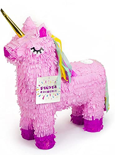 Carpeta Einhorn Pinata - 57x37cm groß in Rosa/Pink - ungefüllt - Ideal zum Befüllen mit Süßigkeiten und Geschenken - Piñata für Kindergeburtstag Spiel, Geschenkidee, Party, Hochzeit
