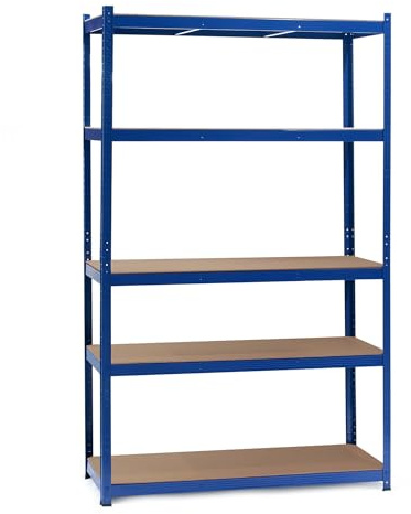 WilTec Estantería para Cargas Pesadas Azul 100x60x204cm Sistema de Encaje 5 baldas 200kg/nivel