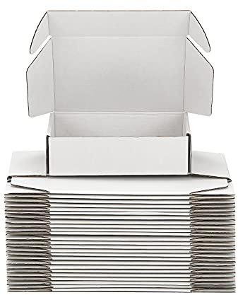 Yidomto Versandkartons aus Wellpappe, klein, robust, recycelbar, perfekt für kleine Unternehmen, E-Commerce, Weiß, 25 Stück