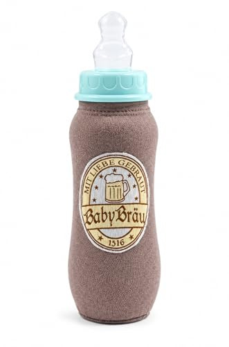 Babybräu Deutsche Babyflasche Trinkflasche Bierflasche Fläschchen Baby Flasche Braun Stoffbezug 15 x 7 cm 240 ml Fassungsvermögen Ringelsuse