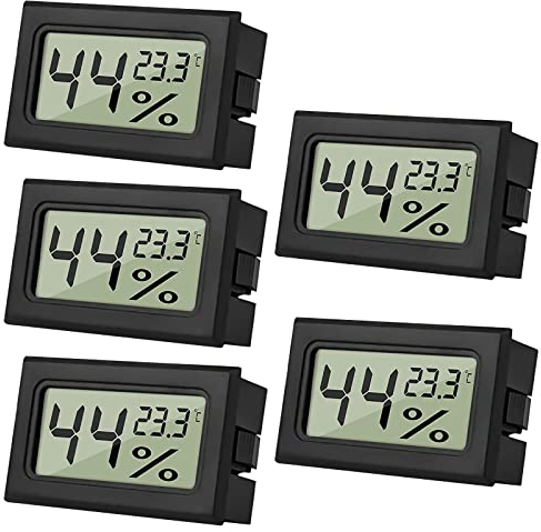 ARCELI 5 Mini Thermomètre Digital LCD Hygromètre D'intérieur hygromètre Thermometer Intérieur Reptiles Hygromètre Numérique, pour Bureau, Cuisine, Thermomètre incubateur, Serre Thermomètre