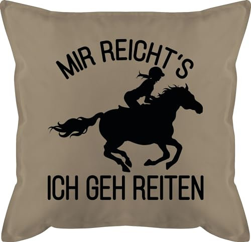 Kissen 50x50 - Pferde - Mir reichts ich geh reiten - 50 x 50 cm - Beige Natur - pferdekissen pferdeliebhaber horse pferde-zubehör sprüche pferd reiterin kissen+mit+pferdemotiv pferdespruch ich.