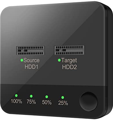 Clon SATA M.2 de 2 bahías Estación de Acoplamiento,SSD Duplicator Soporta Función de Copia de Disco del Sistema con Una Tecla,Caja de Disco Duro Externo de Tipo C a SATA SSD para Llave B + M