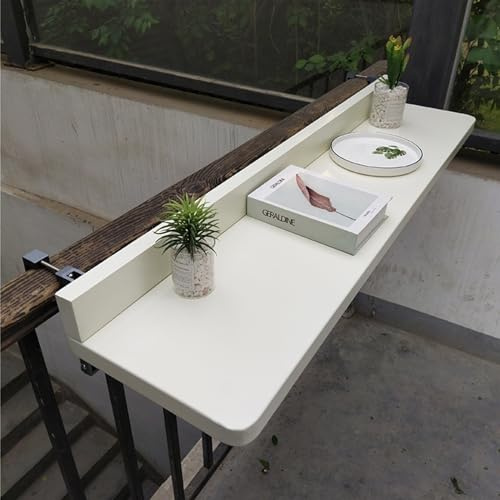 LOGAUT Mesa Balcon Plegable Colgante, Altura Ajustable, Resistente a la Intemperie, Segura y Duradera, para Balcones y Patios de Jardín