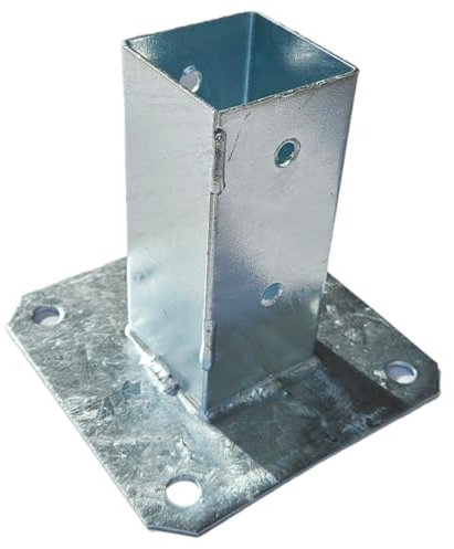 MiG-met - Aufschraubhülse - 50x50x120mm - Bodenhülse - Pfostenträger - Vierkantrohr - Poliert Balkenschuh aus edelstahl - Sonnenschirm Bodenanker - für Zäune, Schuppen, Pergolen