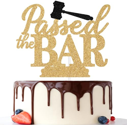 Jenrtvis Décoration de gâteau « Passed the Bar » - Future Lawyer, Congrats Lawyer - Décorations de gâteau de remise de diplôme - Décorations de fête de remise de diplôme - Paillettes dorées
