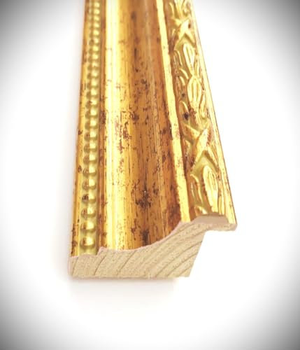 Artecentro cornice dorata lavorata classica per quadri -dipinti su tela - oro/colore con o senza passepartout in legno-varie misure (50 x 70, oro antico)