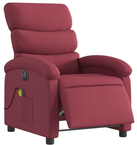 vidaXL Elektrisk massagefåtölj vinröd tyg, fåtölj, fåtölj med uppresningshjälp, reclinerstol, fåtöljer, fåtöljer med uppresningshjälp, reclinerstolar
