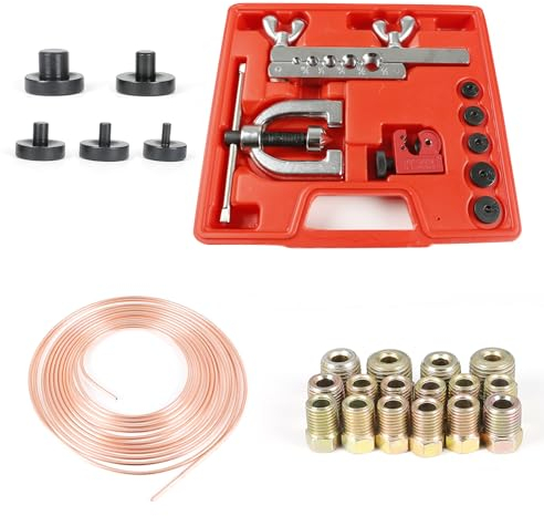 Tubo del Freno, Set di Attrezzi per L'Espansione di Tubazioni dei Freni 3/16&1/4''&5/16''&3/8''&1/2'', Tagliatubi, Set Di Attrezzi per L'Espansione Di Tubazioni Dei Freni, Tubo del freno con 16 Noci