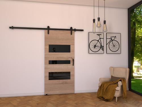 MINIO go for it - Schiebetür Komplettset LIFT C, 106 cm Breit, Schiebetüren, Wandmontage, Schiebetürsystem, Zimmertüren - Sonoma Eiche
