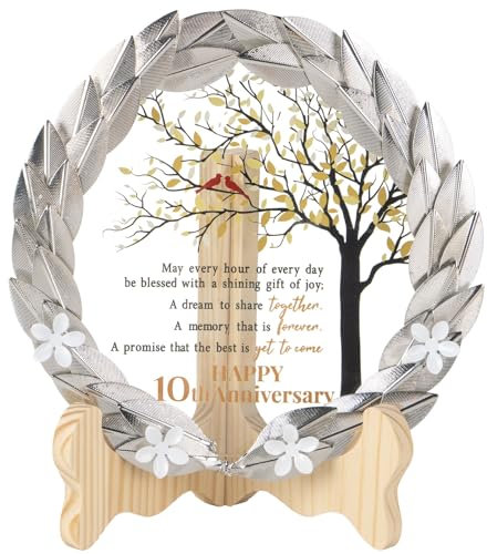 Hochzeitsgeschenke zum 10. Hochzeitstag, Kristallteller mit Blattgoldkranz, 10. Hochzeitstag, Hochzeitsgeschenke für Eltern, Paare, 10. Hochzeitstag, einzigartige Geschenkideen – Kardinal-Stil