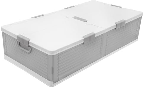 Cutycaty 1 commode sous lit 101 x 51,5 x 24 cm - Boîte de rangement avec couvercle - Caisses de rangement sous le lit - Commodes de lit - Fermetures à clips - Boîte à jouets (transparent)