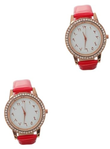 GALPADA 2stücke Damen Armbanduhr Mit Glitzer Elegantes Design Vielseitig Für Alltag Und Besondere Anlässe Leichtes Pu-Armband Modischer Zeitmesser Für Frauen