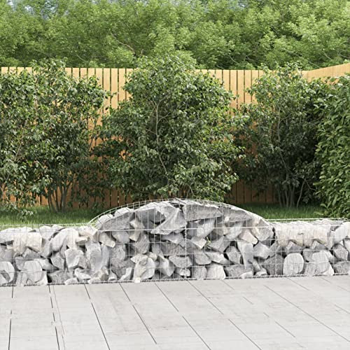 Homgoday Paniers à Gabions Arqués 8 pièce 300x50x40/60 cm Fer Galvanisé, Mur à Gabion de Jardin, Panier de Gabion Clôture de Extérieur pour Terrasse, Arrière-Cour, Pelouse