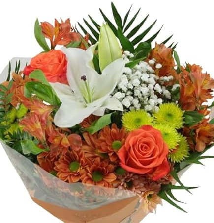 DECOALIVE| Ramo de Flores Naturales Naranjas| Ramo Perfecto para Regalar