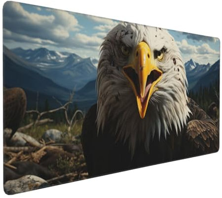 Gaming Mauspad XXL Adler Mousepad 800x400x4mm Vogel Verlängertes Mauspad Schreibtischauflage,Genähte Kanten Mauspad,Verbessert Präzision und Geschwindigkeit Wasserdicht Geeignet für Büro und Spiele