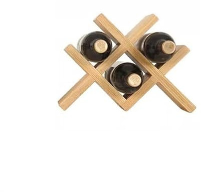 Estante de vino de mesa de madera maciza de nogal negro simple de escritorio pequeño ornamento de vino independiente para 4 botellas