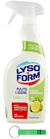 12 X Lysoform Pulito & Igiene Tutto in 1 – Spray detergente con tè verde e limone per la pulizia di superfici della cucina e del bagno – Detergente 700 ml