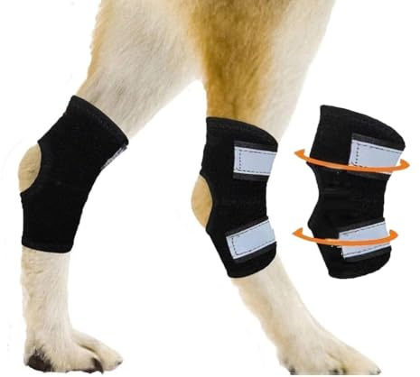 ZHHSUNY 1 Paar Hunde-Sprunggelenkbandage für Hinterbeine, Knöchelstütze mit reflektierenden Sicherheitsgurten für Hinterbeinwunden, Heilung und Verletzungen und Verstauchungen von Arthritis (S)