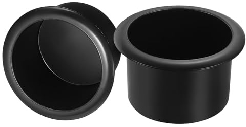 sourcing map 2 Pcs Plastic Drop-in Cup, 2.72 x 4.25 Drink Can Holder Poker Table Cup Holder Insert for Sofa Boat Car Marine, Black