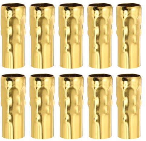 PATIKIL 2.4 Tall Candle Covers Sleeves, 10 Pcs Metal E14 Chandelier Socket Sleeves with Dripping Candelabra Base Accessories Bulb Light Base Holder for Lighting Lamps DIY, Swimming Gold
