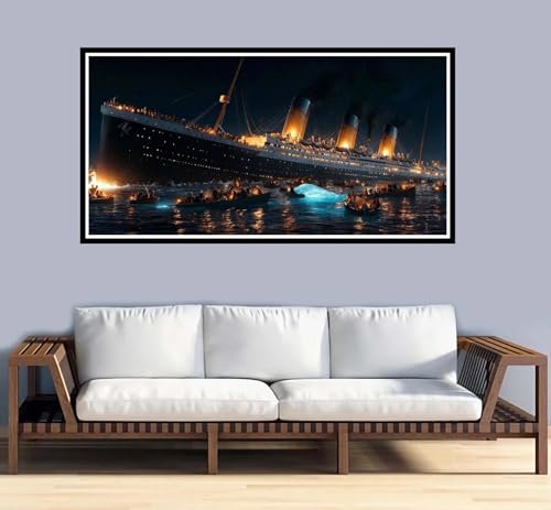 Malen Nach Zahlen Erwachsene groß 16x32 inch Malen Nach Zahlen Meer, DIY Malen Nach Zahlen Boot mit 3-Pinseln und Acrylfarben Handgemalt Ölgemälde Leinwand Bastelset,Home Decor Frauen Geschenk-y1146