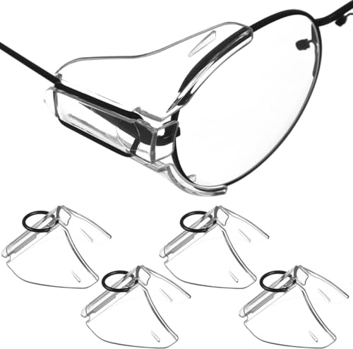 2 Pairs Safety Side Shields for Eye Glasses Clear PC Eye Protection Guards Compatible Universal Slip on Side Shields for Glasses Sunglasses Eyeglasses Frame Wings