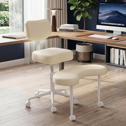 Meditationsstuhl, Ergonomics Crosses Legged Chair with Wheels, Kniestuhl Mit Lendenwirbelstütze Und Verstellbarem Neigungswinkel for Home and Offices, 47–59cm einstellbare Höhe