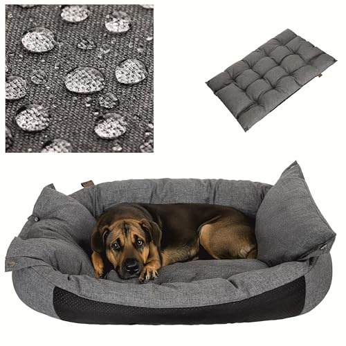 PillowPrim Hundebett & Hundematratze in einem - Hundesofa für mittelgroße und große Hunde - leicht zu reinigen - Bequemes Haustierbett - Hundekissen - XL 94x69 cm - Graphit