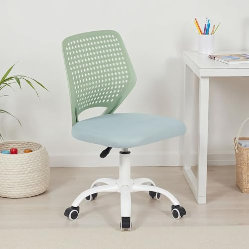 IDIMEX Schreibtischstuhl Jade höhenverstellbar, Grün – ergonomischer Bürostuhl für Kinder, atmungsaktiver Mesh-Bezug, Rückenlehne aus Kunststoff, 5-Stern-Fußkreuz aus Metall