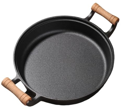 TCSMSDMO Poêle à crêpes domestique non revêtue, double paroi, épaisse, en fonte, compatible avec les casseroles fer, cuisinières induction et gaz dédiées(Single pot,31cm)