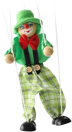 Zambuph Pull String Puppet Holz Joint Hand Marionette Spielzeug Eltern Kind Hands on Übung Clown Handwerk Spielzeug Haushalt, Grün